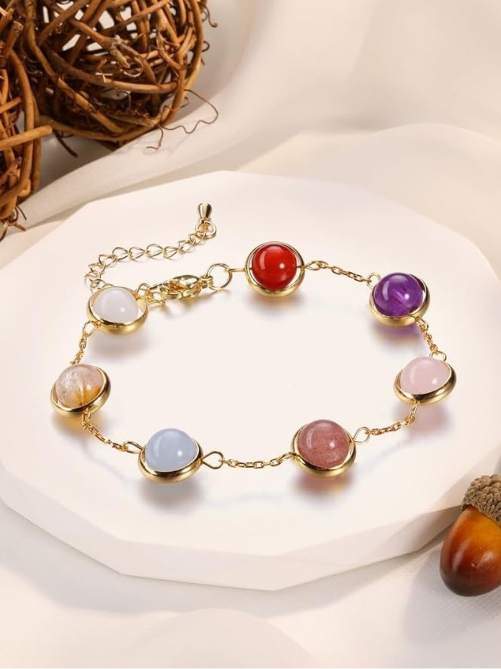 🆕New Natural Healing Crystal Stone Beaded Stretch Bracelet